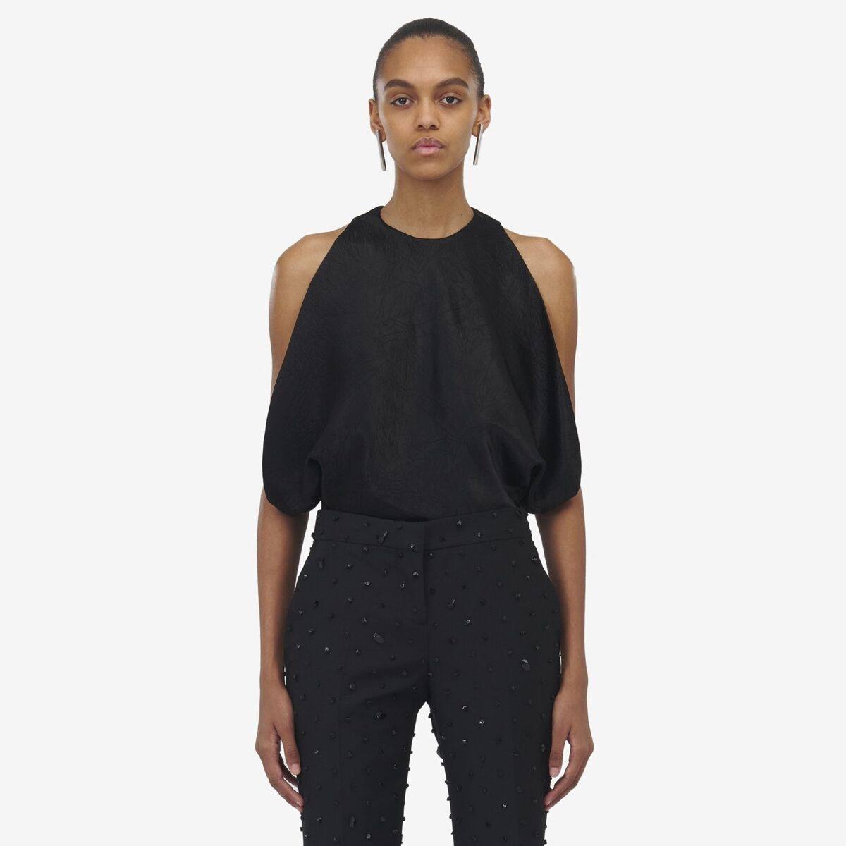 Alexander McQueen Women's Green Draped Armhole Top​ - 8 (Acetate)
